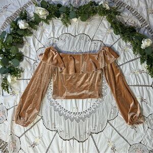 Forever 21 velvet off the shoulder crop top
